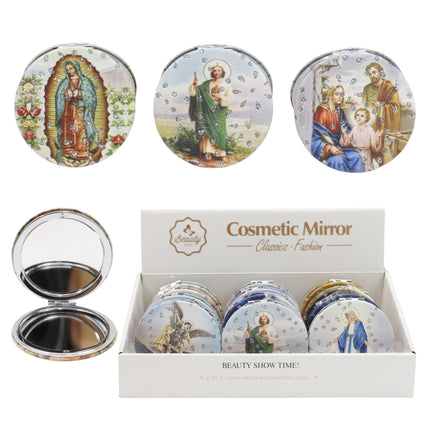 Religious Glitter Circular Compact Makeup Mirror JM6423-1 (12PC)