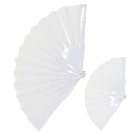 White On White Hand Held Folding Fan JF6323-19 (12PC)