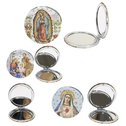 Religious Glitter Circular Compact Makeup Mirror JM6423-1 (12PC)