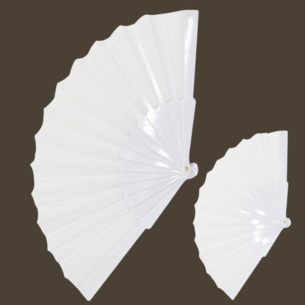 White On White Hand Held Folding Fan JF6323-19 (12PC)