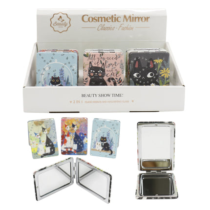 Cat Cartoon Rectangular Glitter Compact Makeup Mirror JM6423-30 (12PC)