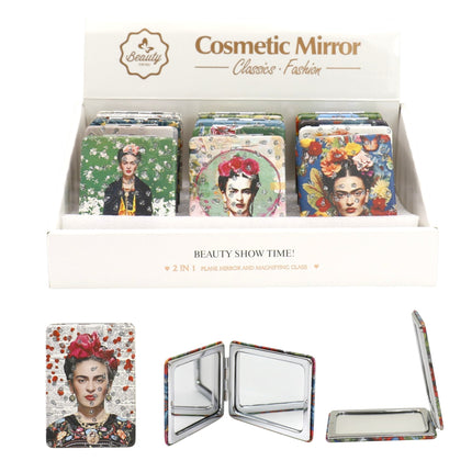 Frida Kahlo Rectangular Glitter Compact Makeup Mirror JM6423-10 (12PC)