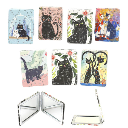 Cat Cartoon Rectangular Glitter Compact Makeup Mirror JM6423-30 (12PC)
