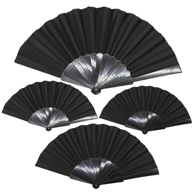 Black On Black Frame Hand Held Folding Fan JF6323-20 (12PC)