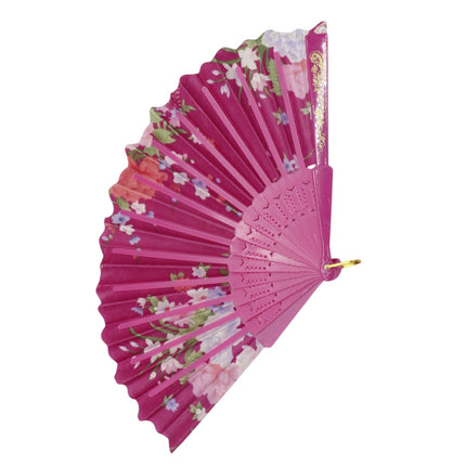 Gold Glitter Floral Colorful Hand Held Folding Fan JF6323-10 (12PC)