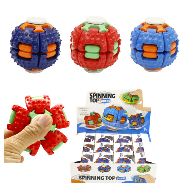 Press to Spin Fidget Spinner HelixCore Rotating Stress Ball Fidget Toy JT6723-3 (12PC)