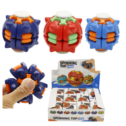 Press to Spin Fidget Spinner HelixCore Rotating Stress Ball Fidget Toy JT6723-4 (12PC)