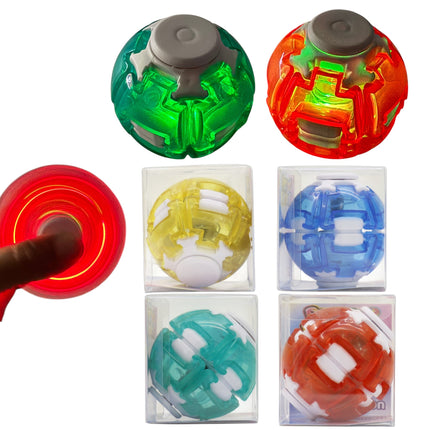 Press Spin Glowing 3D Fingertip Spinner Stress Relief Rotating Light Up Toy QY311 (24PC)