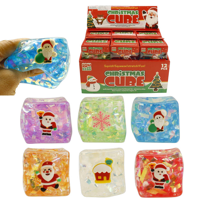 Hologram Christmas Cube Squishy Toy JT6820-18 (12PC)