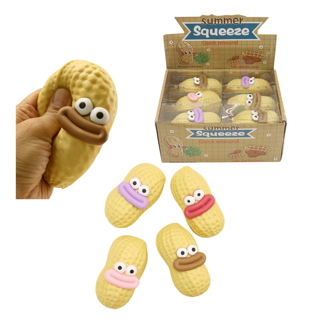Goofy Smile Peanut Squeeze Crunchy Inside TPR Toy JT6831-12 (12PC)