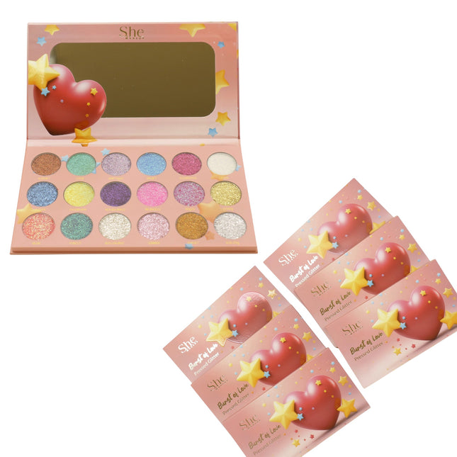 S. He 18 Color Pressed Glitter Palette PG02 (6PK)