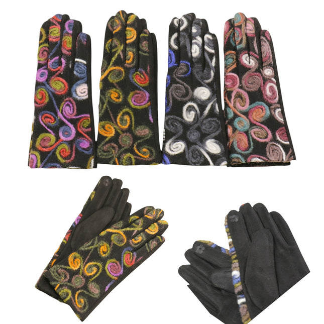 Women's Embroidery Texting Gloves GL6830-3 (12PAIR)
