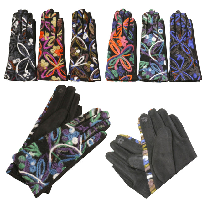 Women's Embroidery Texting Gloves GL6830-6 (12PAIR)