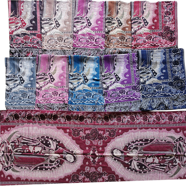 Metallic Pashmina Our Lady of Guadalupe SCF3719-28 (12PC)