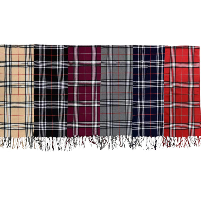 Men's Plaid Pattern Scarves SCF6528 (12PCS)
