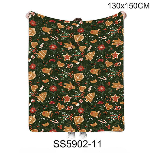 Christmas Gingerbread House and Tree Pattern Blanket SS5902-11(1PC)
