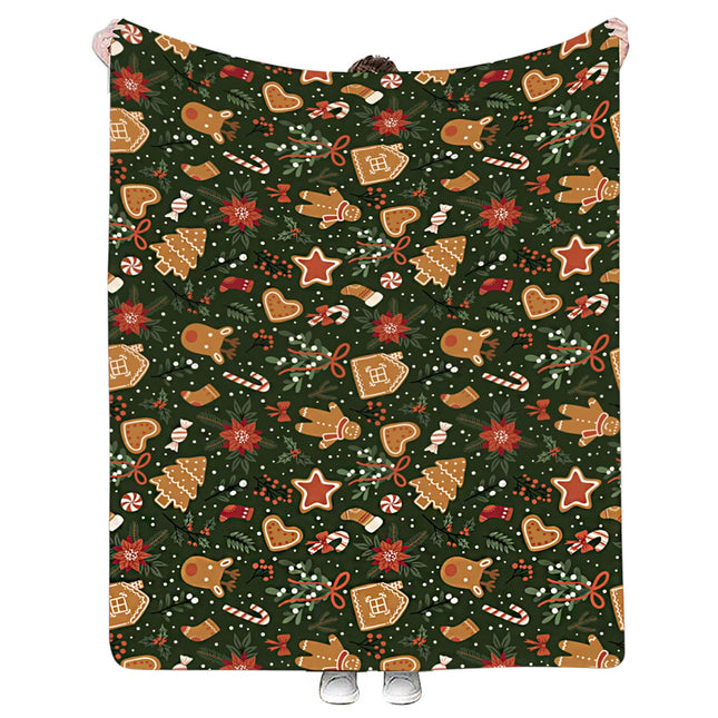 Christmas Gingerbread House and Tree Pattern Blanket SS5902-11(1PC)