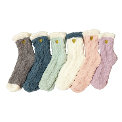 Winter Fleece Cozy Sleep Fluffy Socks with Heart SS5912-1 (12PC)