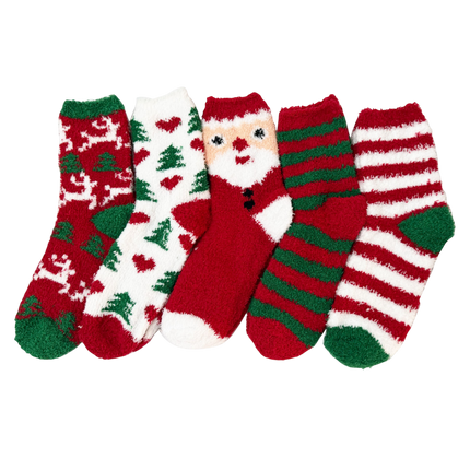 Winter Fleece Cozy Sleep Fluffy Socks Christmas Print SS5912-16 (12PC)