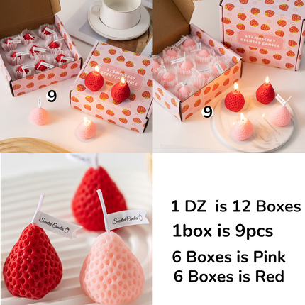 Strawberry Shaped Scented Candle C-26 (12Packs)