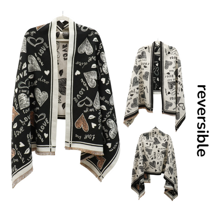 Cashmere Feel Winter Reversible Love N Heart Pattern Scarves SCF4827-23(12PC)