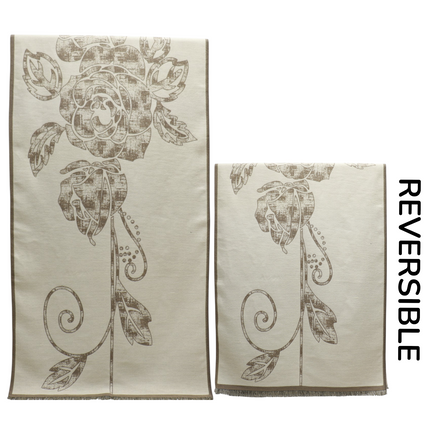 Cashmere Feel Winter Rose Pattern Reversible Scarf SCF5726-45(12PC)