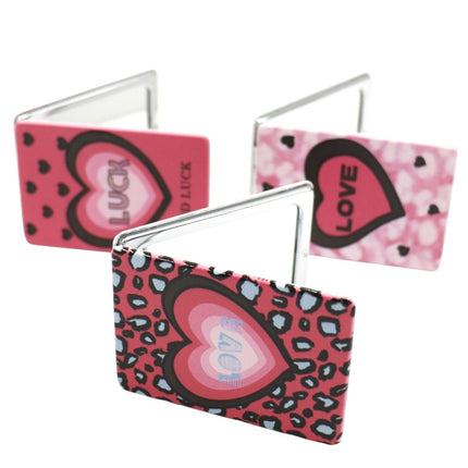 Love Hearts Matte Rectangular Compact Mirror JM5921-7 (12PC)