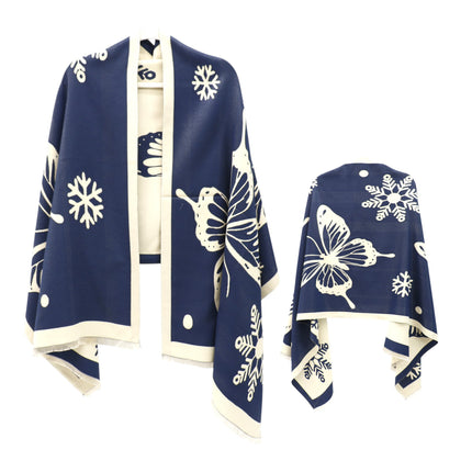 Cashmere Feel Winter Reversible Butterfly Snowflake patten Scarves SCF4902-2(12PC)