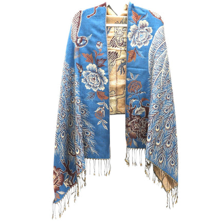 Metallic Pashmina Peacock  SCF4815-14 (12PC)