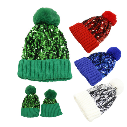 Pom Pom Sequin Beanie HA3715-1 (6PC)