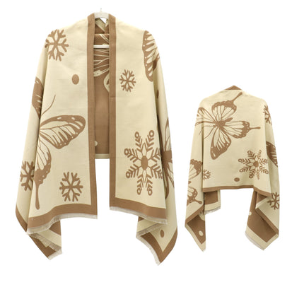 Cashmere Feel Winter Reversible Butterfly Snowflake patten Scarves SCF4902-2(12PC)
