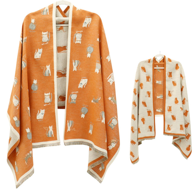 Cashmere Feel Winter Reversible Classic Cat Style  Scarves SCF1230-36(12PC)