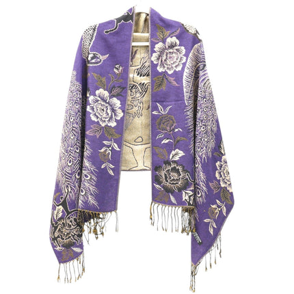 Metallic Pashmina Peacock  SCF4815-14 (12PC)