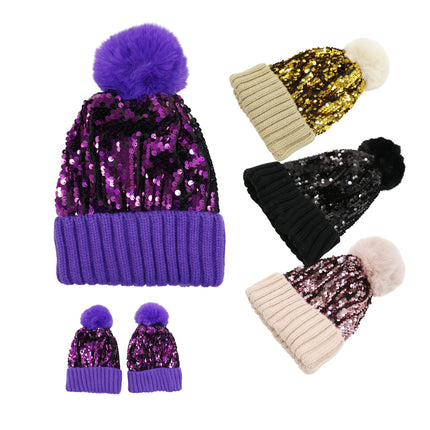 Pom Pom Sequin Beanie HA3715-1 (6PC)