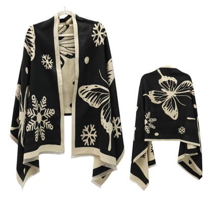 Cashmere Feel Winter Reversible Butterfly Snowflake patten Scarves SCF4902-2(12PC)