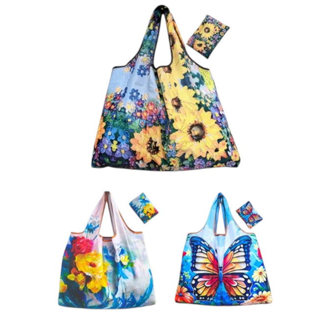 Large Foldable Tote Nylon Reusable Grocery Bags 12Pack JB6119-7 (12PC)