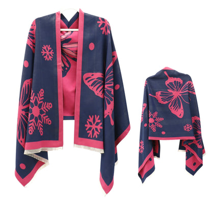 Cashmere Feel Winter Reversible Butterfly Snowflake patten Scarves SCF4902-2(12PC)