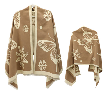 Cashmere Feel Winter Reversible Butterfly Snowflake patten Scarves SCF4902-2(12PC)