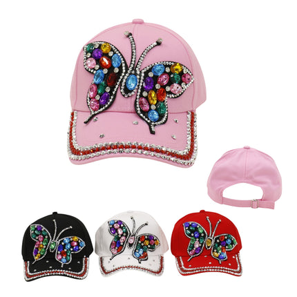 Bling Rhinestone Rainbow Butterfly Baseball Cap HA6323-32 (12PC)