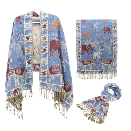 Metallic Pashmina Elephant Pattern SCF5923-1 (12pc)