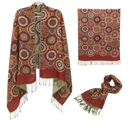 Metallic Pashmina Circle Pattern SCF3719-35 (12PC)