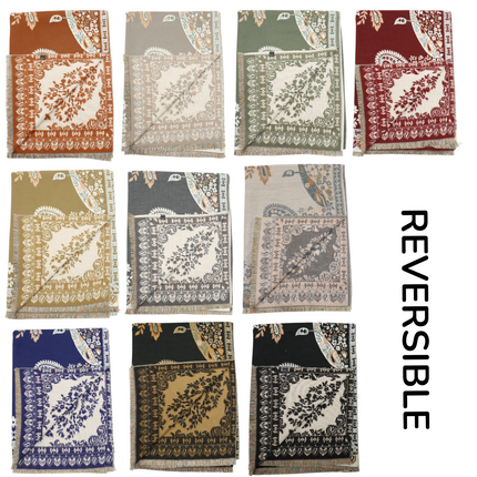 Cashmere Feel Winter Reversible Floral Paisley Scarves SCF5726-52 (12PC)