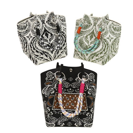 Bandana Pattern Knitted Tote Bag JB6122-7 (12PC)