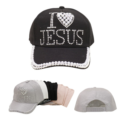 Bling Rhinestone I Love Jesus Cap HA6323-10 (12PC)