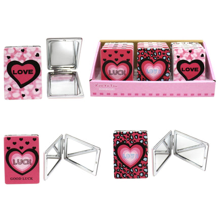 Love Hearts Matte Rectangular Compact Mirror JM5921-7 (12PC)