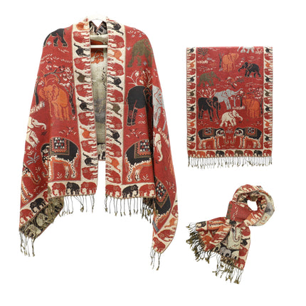 Metallic Pashmina Elephant Pattern SCF5923-1 (12pc)