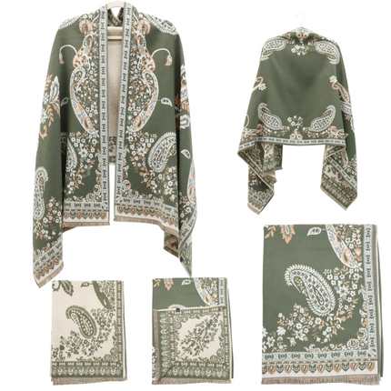 Cashmere Feel Winter Reversible Floral Paisley Scarves SCF5726-52 (12PC)