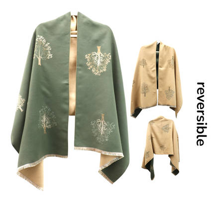 Cashmere Feel Winter Reversible Lucky Tree patten  Scarves SCF1230-34(12PC)