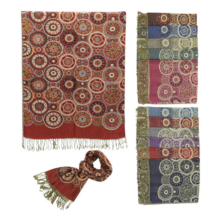 Metallic Pashmina Circle Pattern SCF3719-35 (12PC)