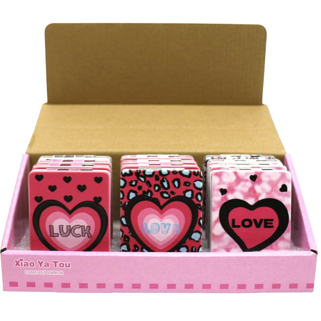 Love Hearts Matte Rectangular Compact Mirror JM5921-7 (12PC)